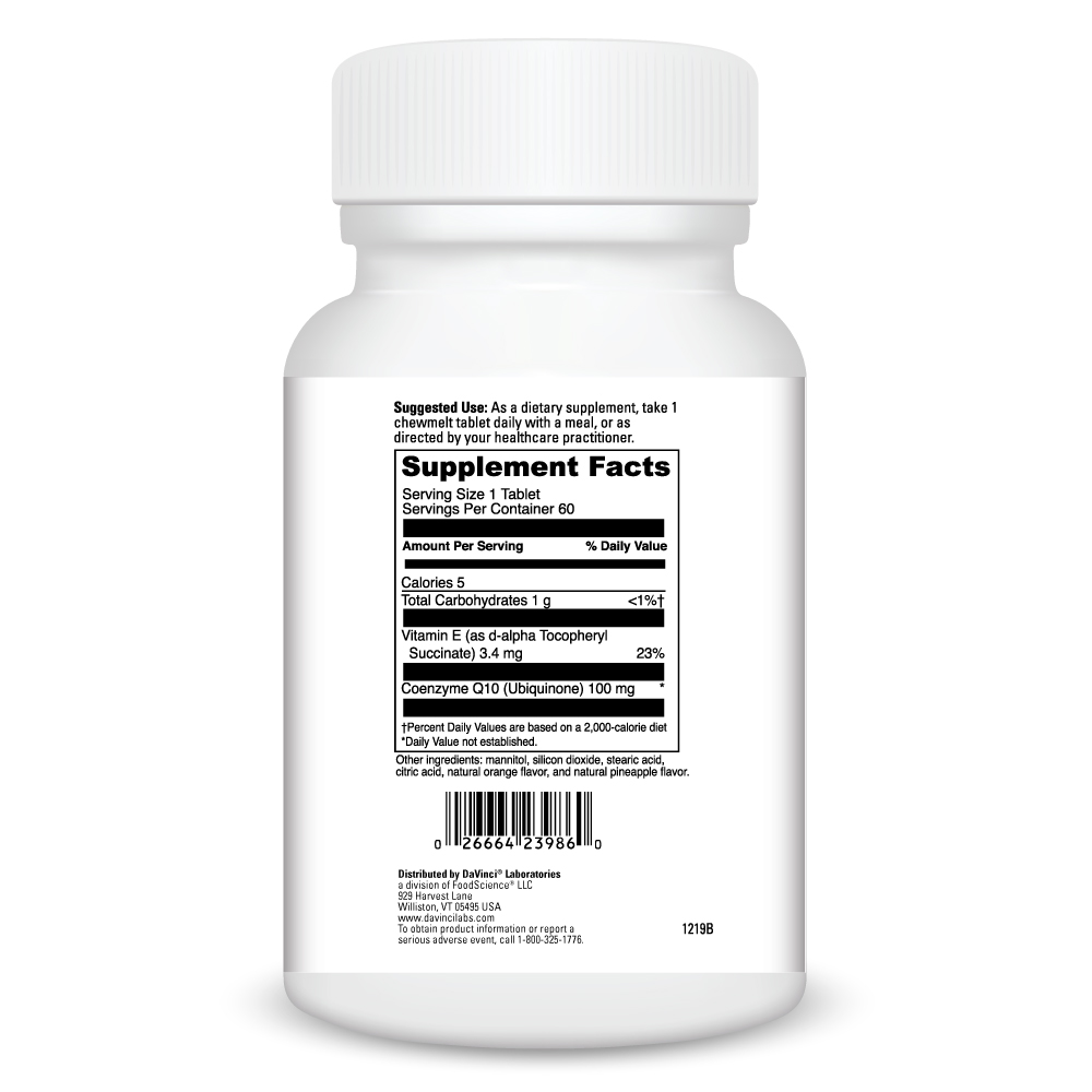 Product image for CoQ10 100mg Chewable Tablets.