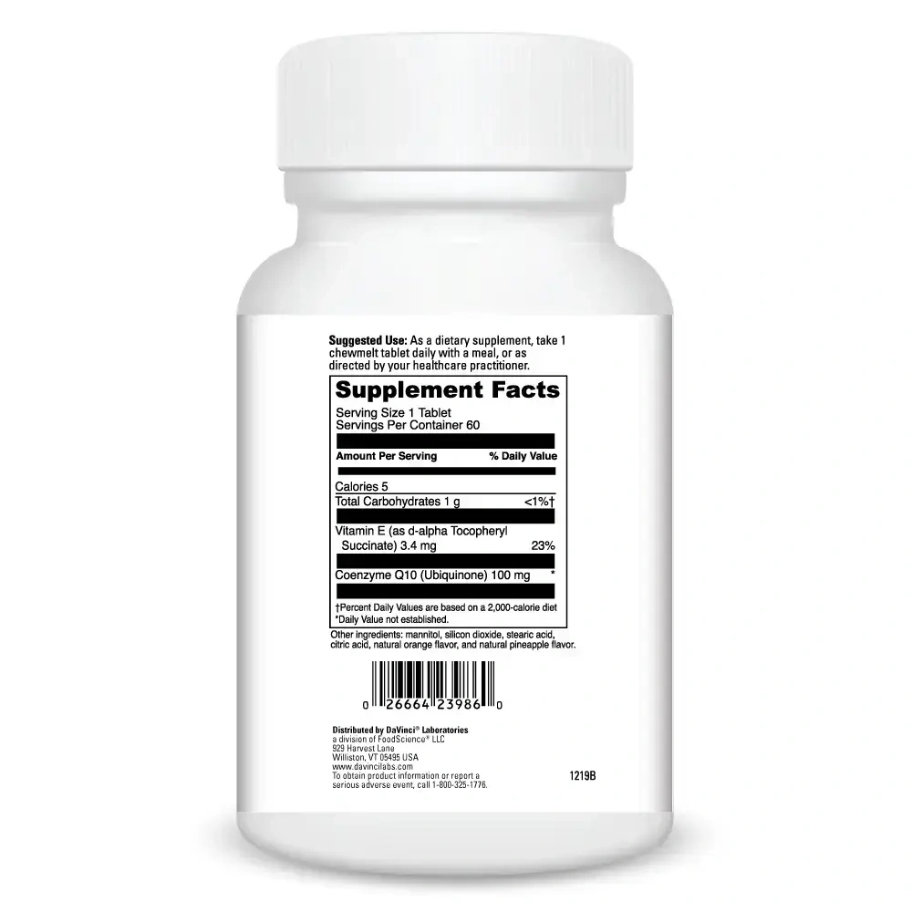 Product image for Coenzyme Q10 Chewmelt 100 mg Tablets (CoQ10).