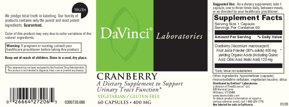 Product image for Cranberry 400mg.