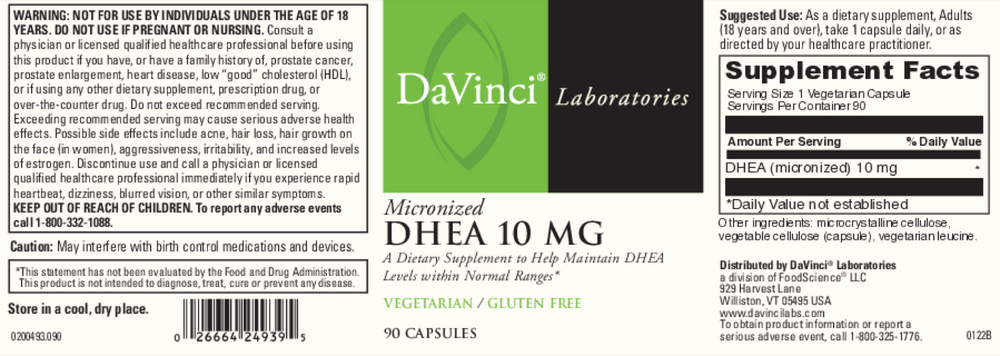 Product image for DHEA (micronized) 10mg.