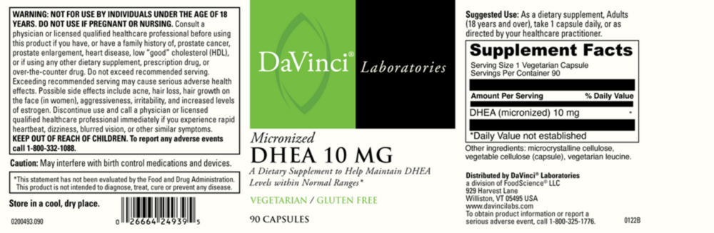 Product image for DHEA (micronized) 10mg.