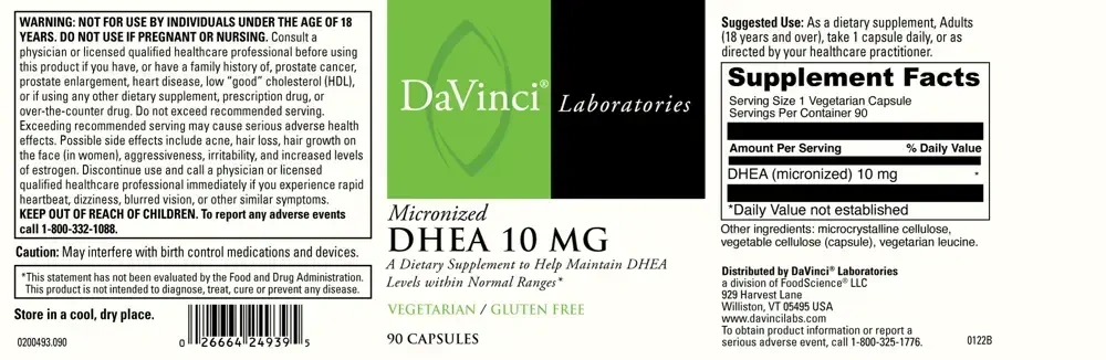 Product image for DHEA (micronized) 10mg.