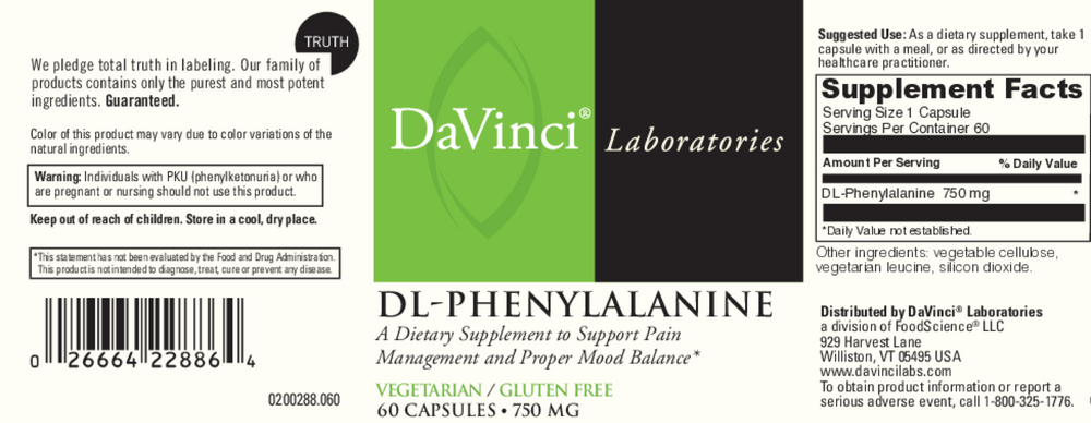 Product image for DL-Phenylalanine 750mg.
