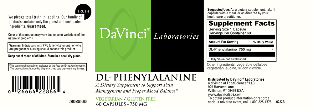 Product image for DL-Phenylalanine 750mg.