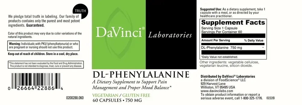 Product image for DL-Phenylalanine 750mg.