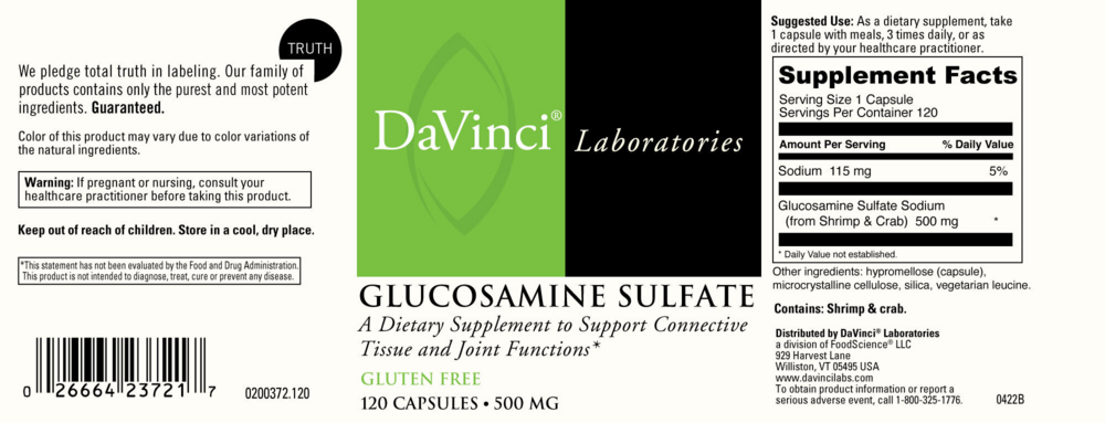 Product image for Glucosamine Sulfate 500mg.