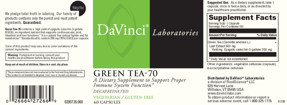 Product image for Green Tea-70 500mg.