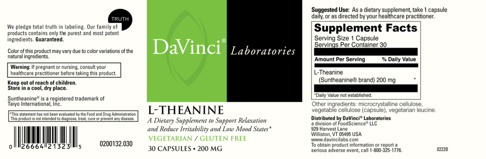 Product image for L-Theanine 200mg.