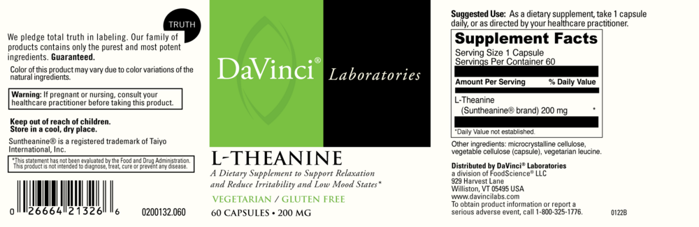Product image for L-Theanine 200mg.