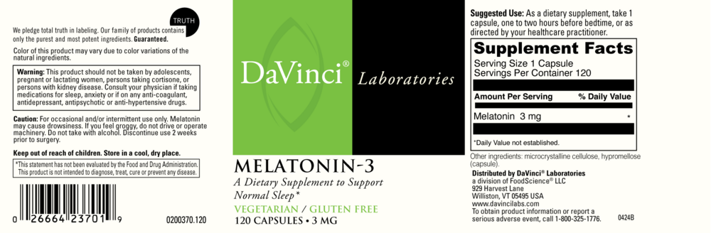 Product image for Melatonin 3mg.