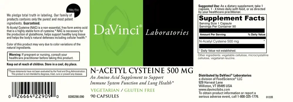 Product image for N-Acetyl Cysteine 500mg.