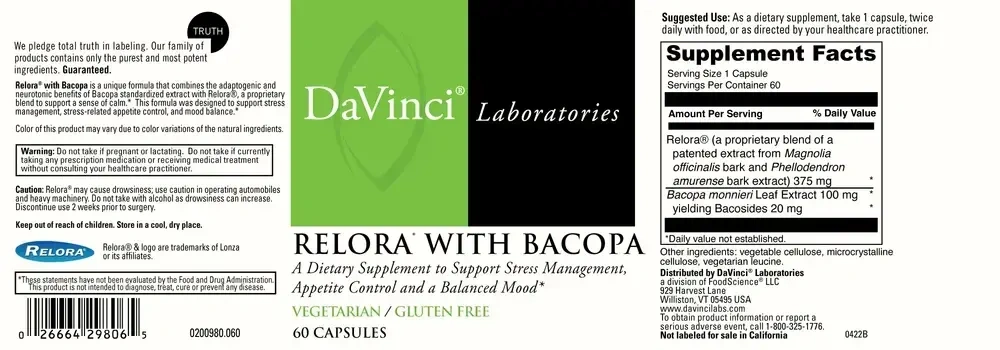 Product image for Relora with Bacopa.