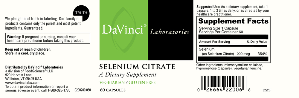 Product image for Selenium Citrate 200mcg.