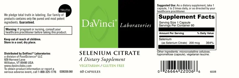 Product image for Selenium Citrate 200mcg.