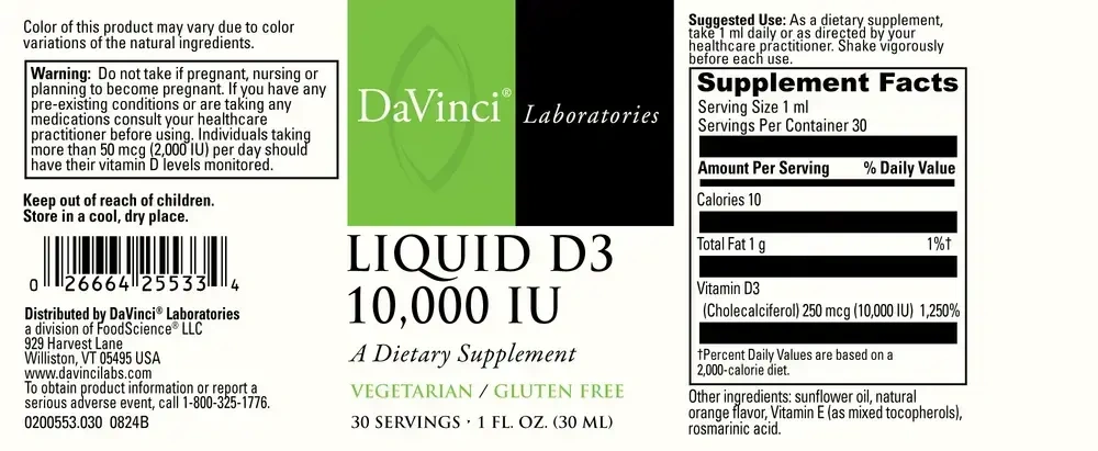 Product image for Liquid D3 10,000 IU.