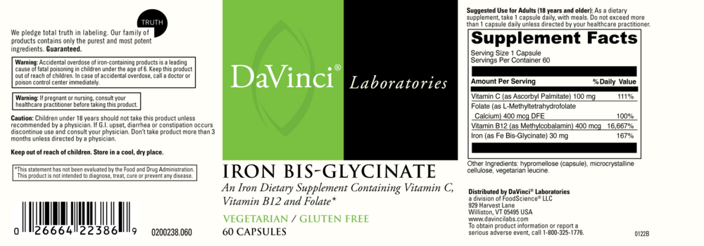 Product image for Iron Bis-Glycinate.