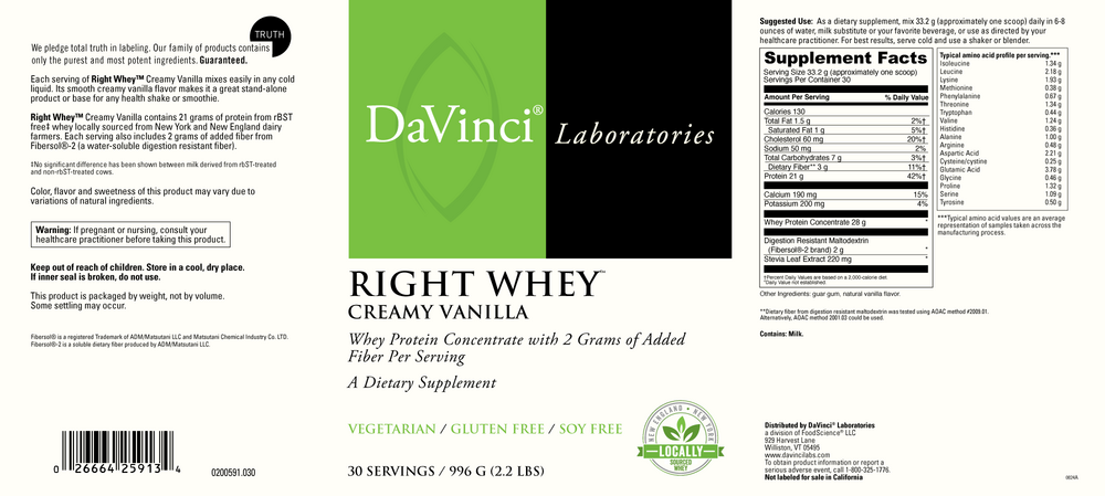 Product image for Right Whey™ Creamy Vanilla.