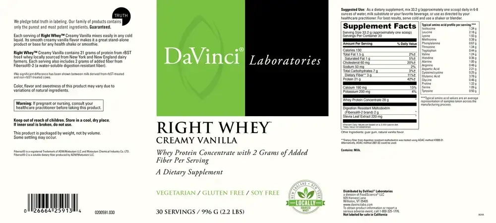 Product image for Right Whey™ Creamy Vanilla.