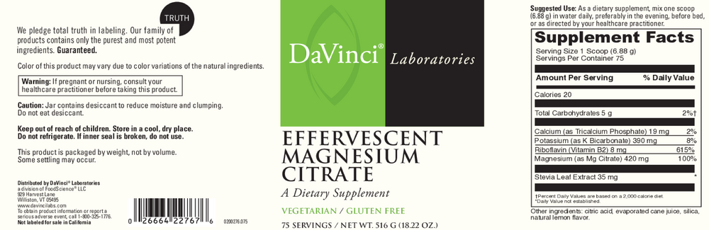 Product image for Effervescent Magnesium Citrate.