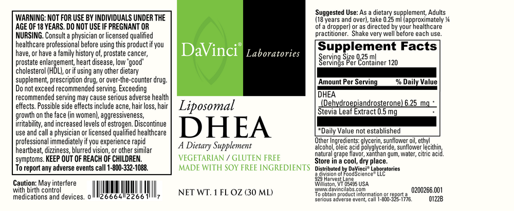 Product image for DHEA Liposomal.
