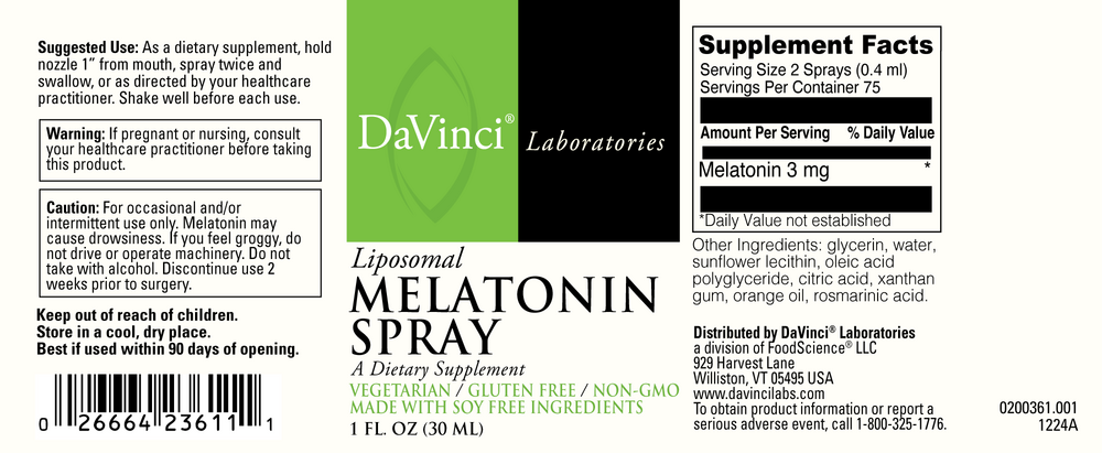 Product image for Melatonin Liposomal Spray.