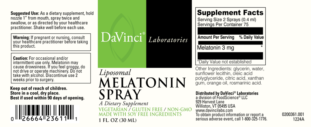 Product image for Melatonin Liposomal Spray.