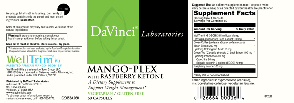 Product image for Mango-Plex with Raspberry Ketone.