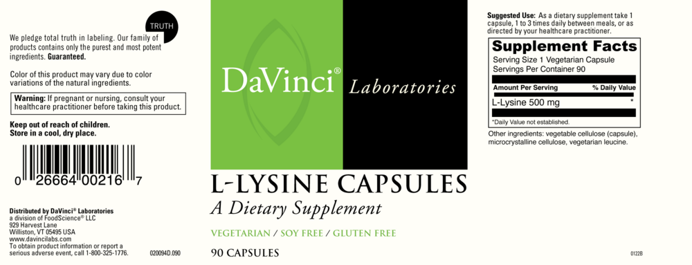 Product image for L-Lysine Capsules.