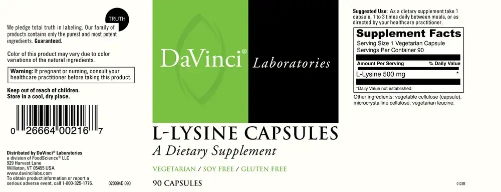 Product image for L-Lysine Capsules.