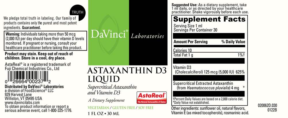 Product image for Astaxanthin D3 Liquid 1oz.