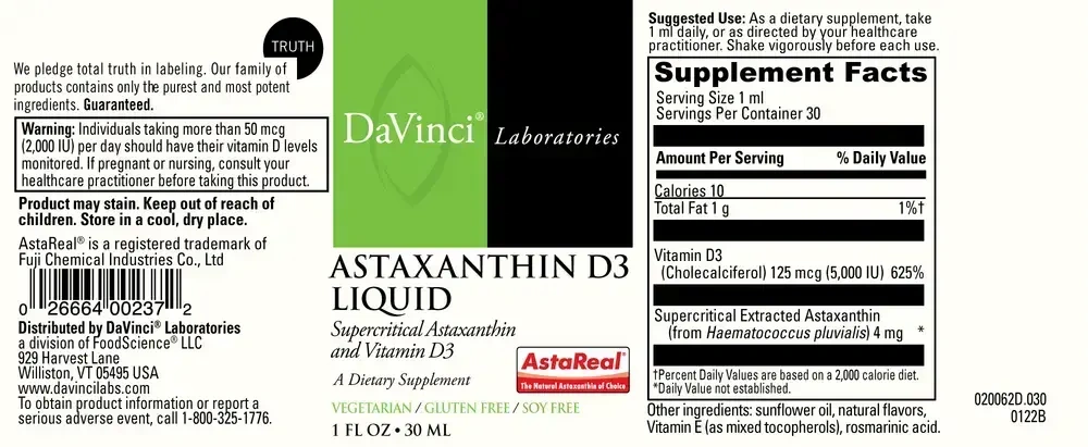 Product image for Astaxanthin D3 Liquid 1oz.