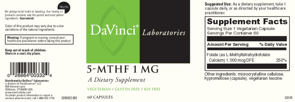 Product image for 5-MTHF 1mg.