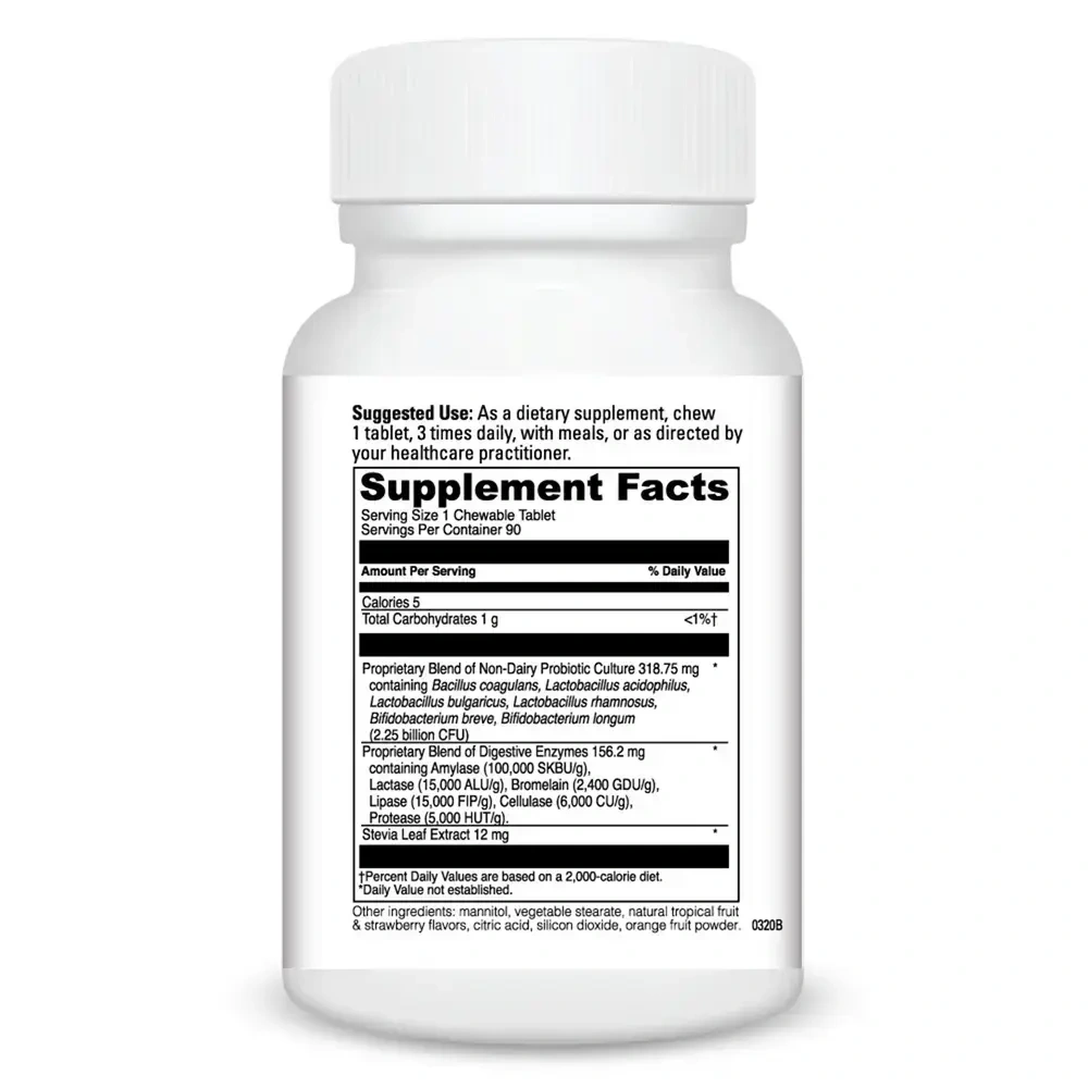 Product image for Digestive Enzymes Chewable with Prebiotics + Probiotics, Unflavored.