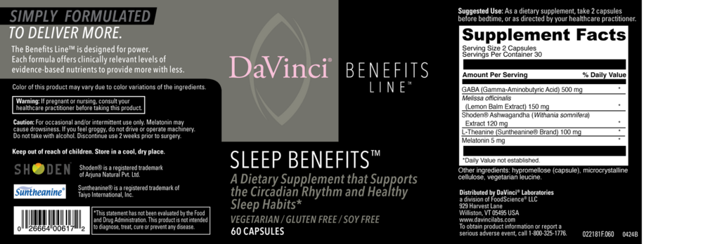Product image for Sleep Benefits.