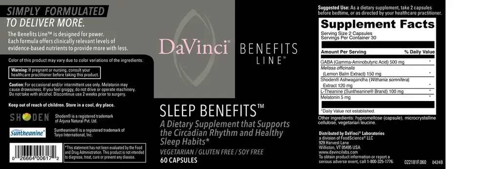 Product image for Sleep Benefits.