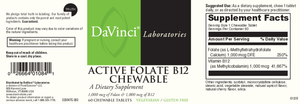 Product image for Active Folate B12 Chewable.