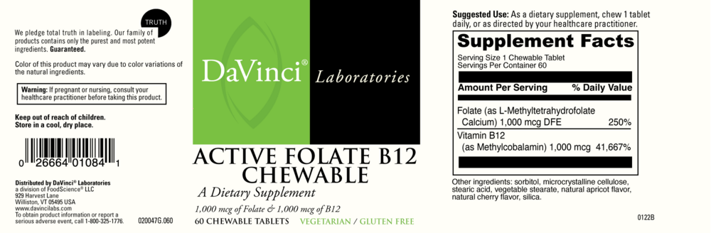 Product image for Active Folate B12 Chewable.
