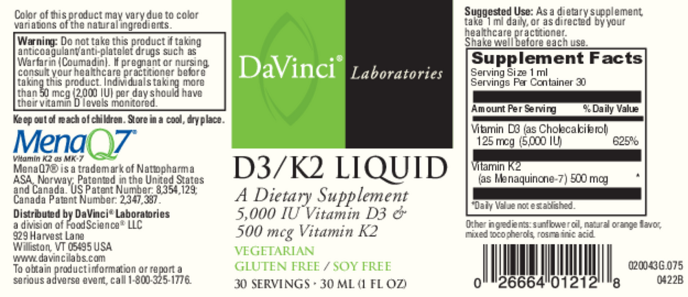 Product image for D3&#x2F;K2 Liquid.
