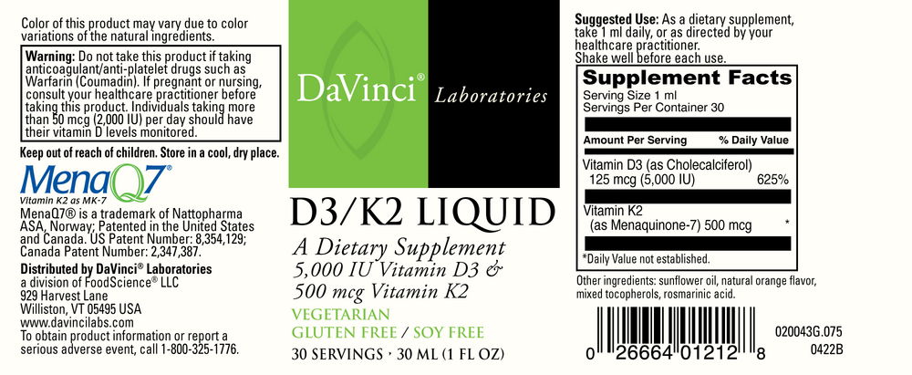 Product image for D3/K2 Liquid.