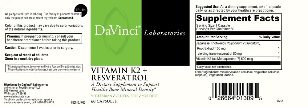 Product image for Vitamin K2+ Resveratrol.