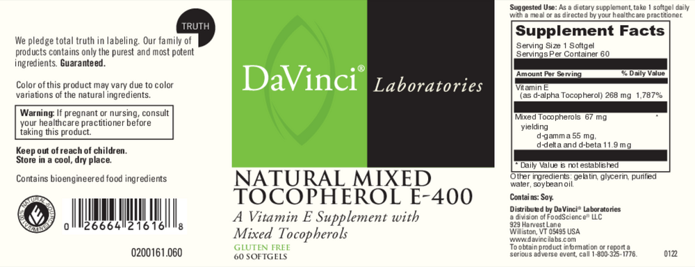 Product image for Natural Mixed Tocopherol E-400.