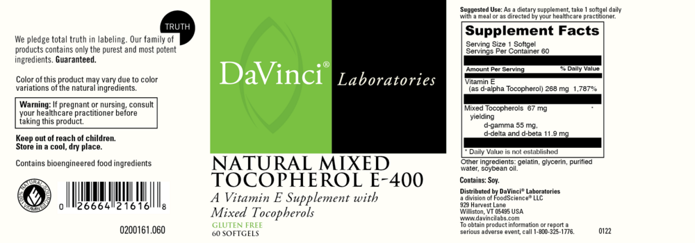 Product image for Natural Mixed Tocopherol E-400.