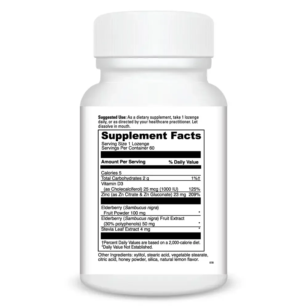 Product image for Zinc Lozenge + Elderberry Chewable.