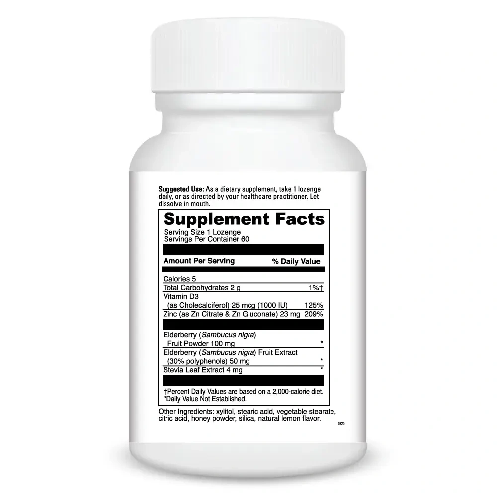 Product image for Zinc Lozenge + Elderberry Chewable.