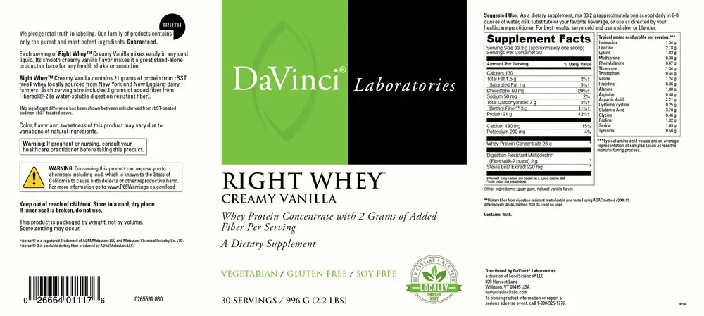 Product image for Right Whey™ Creamy Vanilla (California Only).