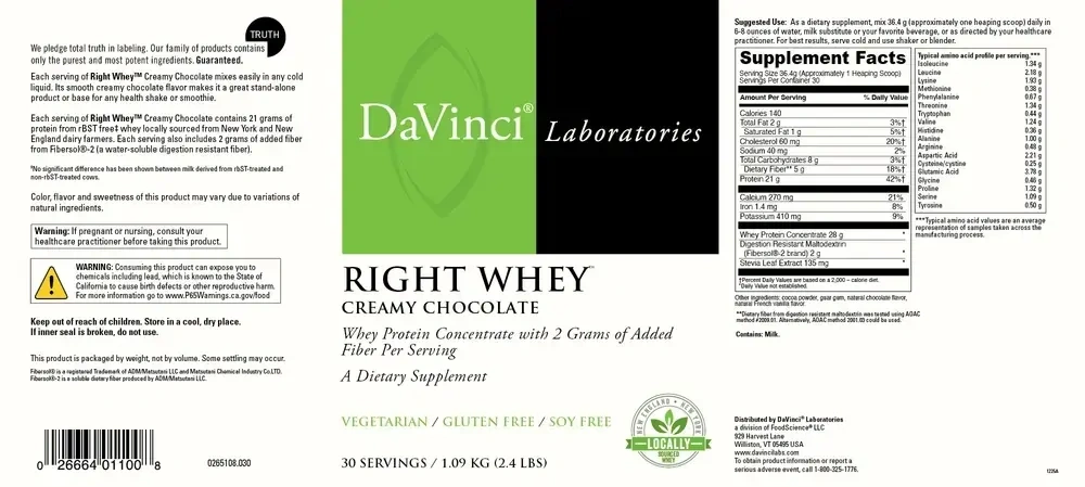 Product image for Right Whey, Creamy Chocolate (California Only).