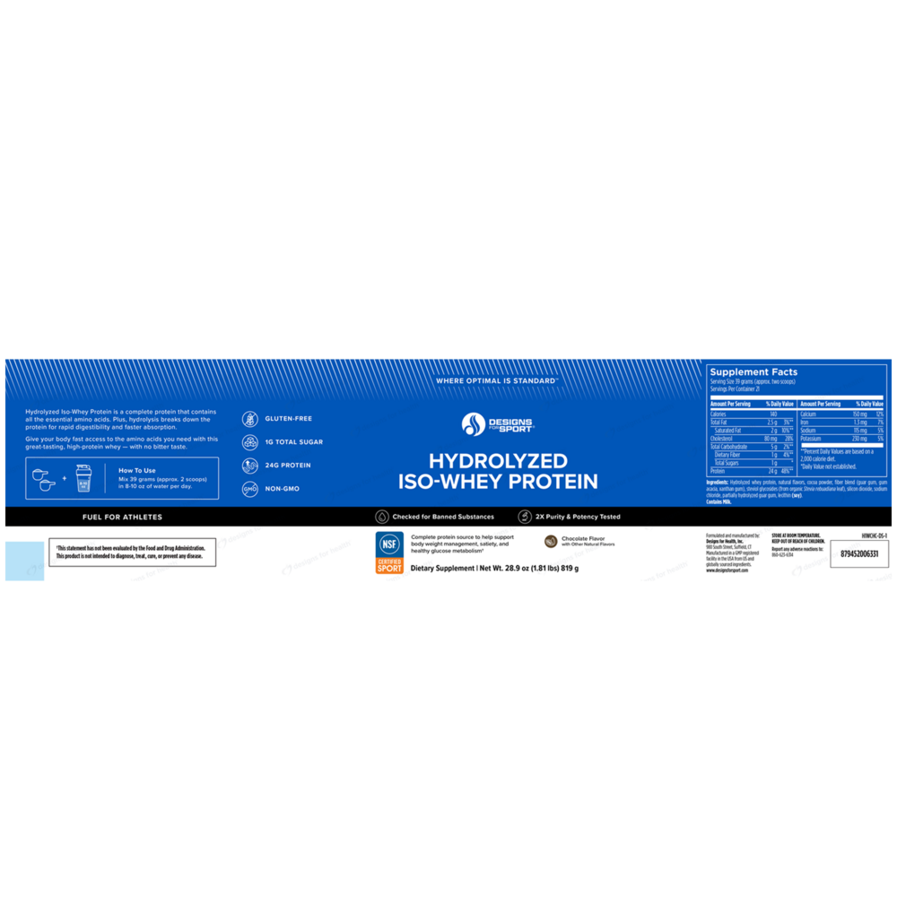 Product image for Hydrolyzed ISO-Whey Protein Chocolate.