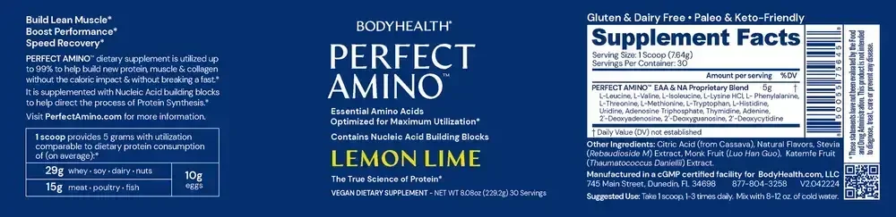 Product image for PerfectAmino Powder, Lemon Lime.