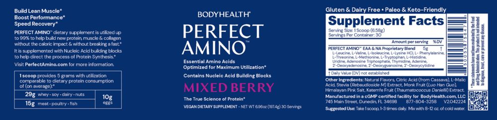 Product image for PerfectAmino Powder, Mixed Berry.