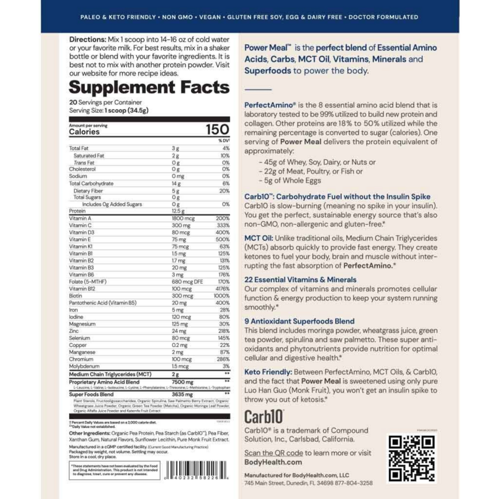 Product image for PerfectAmino® Power Meal, Vanilla.